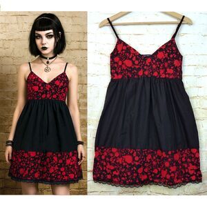Paper Doll Production Dress Women XS Black Red Blood Splatter Baby Doll Goth